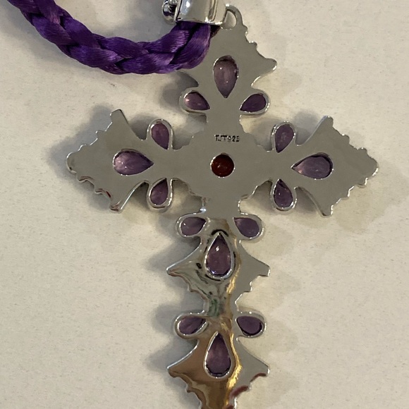 NEW Sterling silver Cross, 3 inch on a 16in rope checker - Picture 5 of 7
